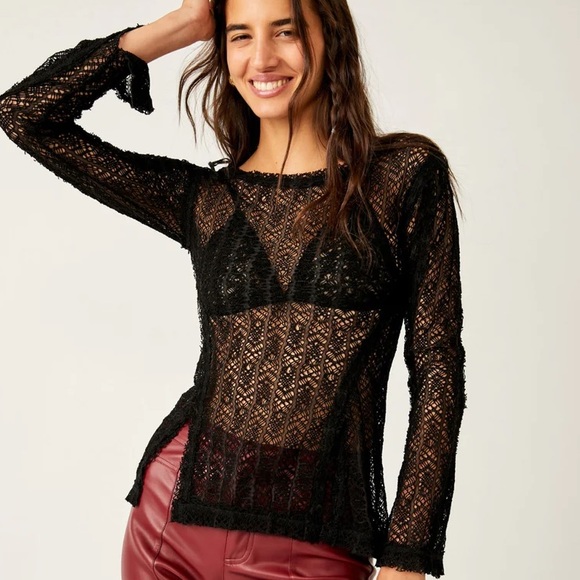 NWT Free People On The Road Twisted Tee - Black - Picture 1 of 4
